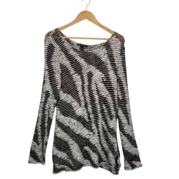 INC International Concepts Women's Open Knit Long Sleeve Tunic Sweater Black XL - Picture 2 of 6